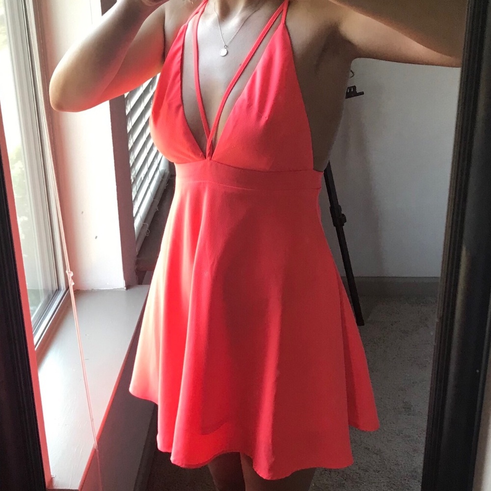 Bright Pink Strappy Fit & Flare Dress